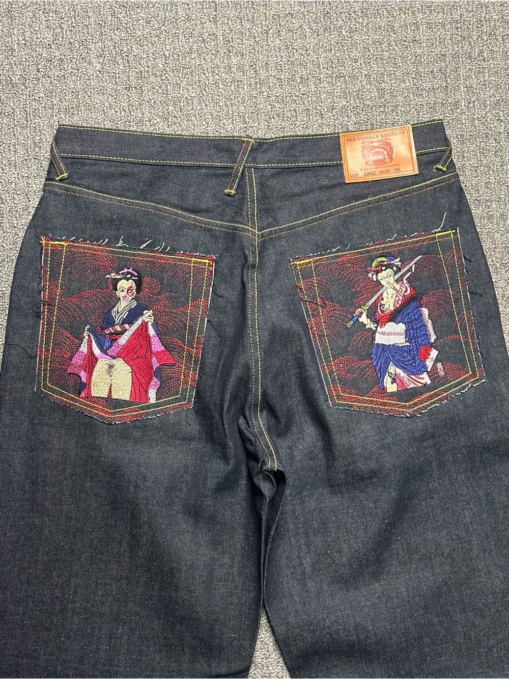 Vintage Y2K 2000s style Red Monkey Company Embroidered Baggy Jeans | $90